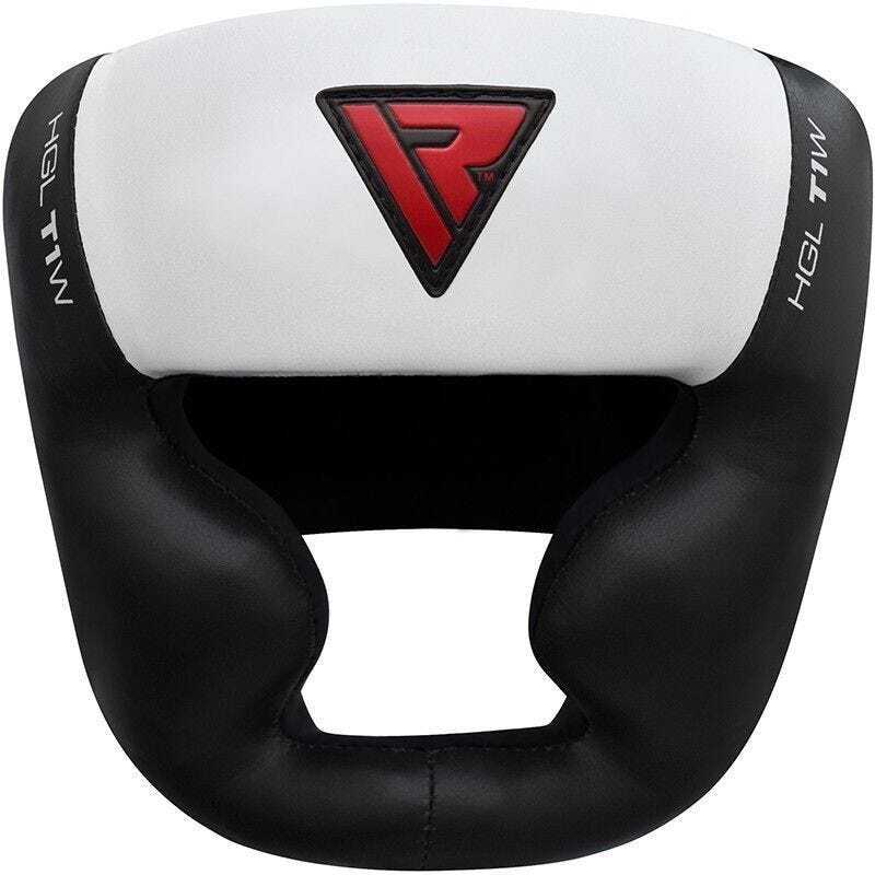 RDX Full Face Boxing Head Guard Läder Vit / Svart T1