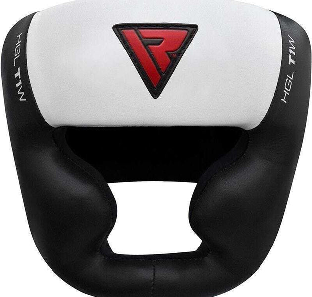RDX Full Face Boxing Head Guard Läder Vit / Svart T1