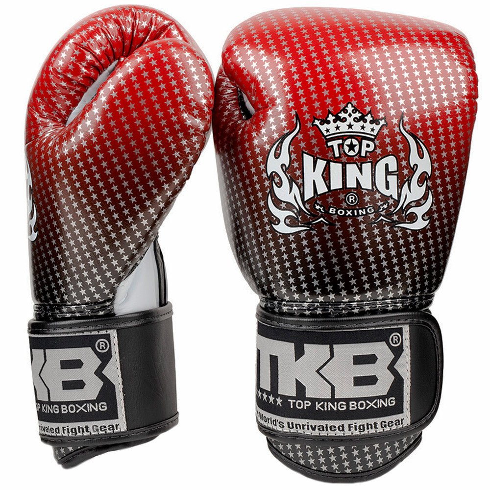 Top King Red Super Star Muay Thai Boxing Gloves Top View