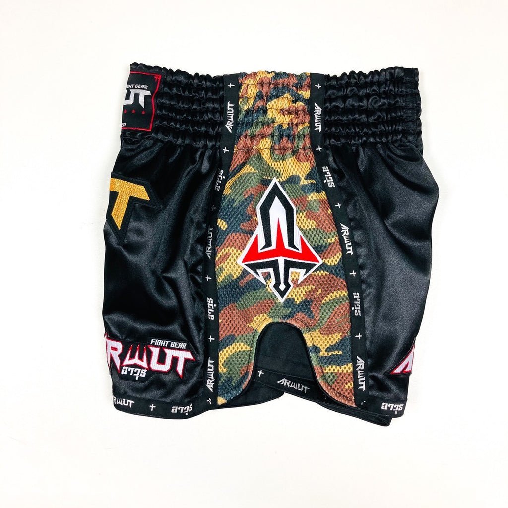 Arwut Muay Thai Shorts "Brave Soldier" Edition Black/Yellow Camo